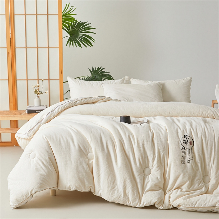91家纺网 家纺一手货源 找家纺 创优家纺 2025新款原棉子母被双胎被春秋被冬被被子被芯二合一拉链款 原棉-白色
