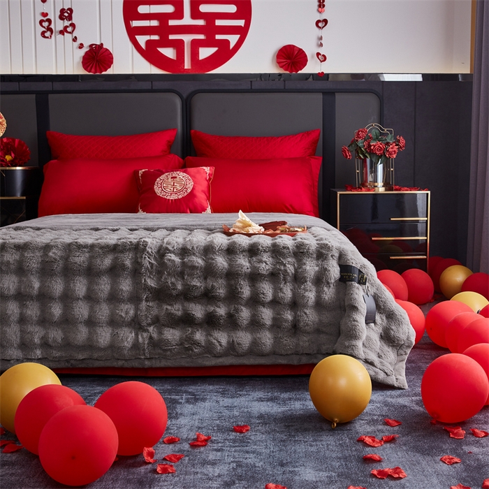 91家纺网 家纺一手货源 找家纺 2025新款仿皮草摩登艺术毛毯毯子子家用毛毛毯毯子四季盖毛毯毯子 艺术灰