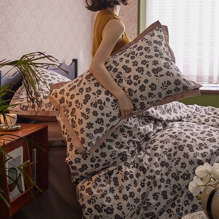 2024新款全棉磨毛印花工艺款四件套 纱纱晚风