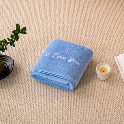 91家纺网 家纺一手货源 找家纺 （总）彩虹毛巾 2024新款I Love you珊瑚绒毛巾浴巾套装