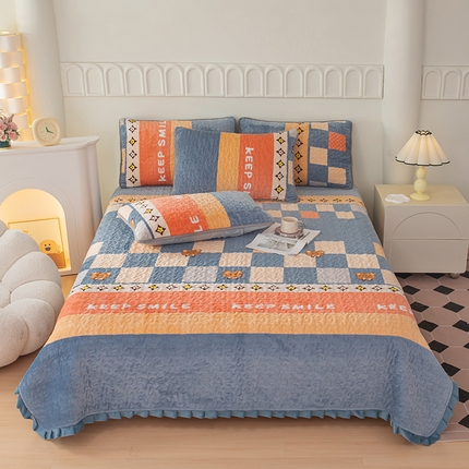 91家纺网 家纺一手货源 找家纺 （总）梓依家纺 2025新款牛奶绒花边单床盖三件套四件套