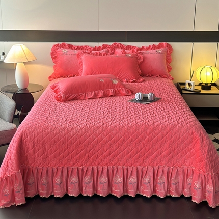 2024新款A类依恋宝宝绒韩版床盖 西瓜红