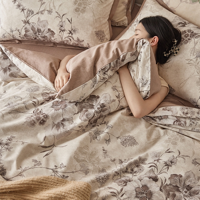 91家纺网 家纺一手货源 找家纺 2024新款全棉磨毛印花工艺款四件套 远黛