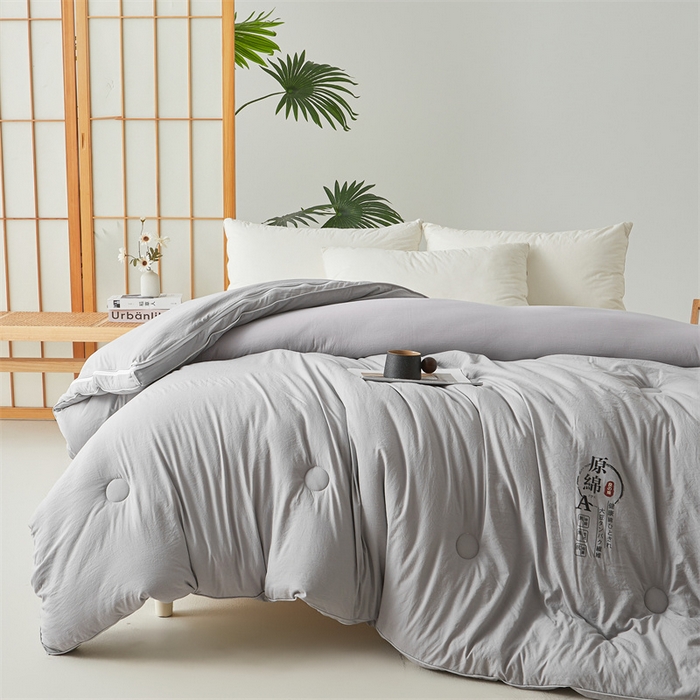 91家纺网 家纺一手货源 找家纺 创优家纺 2025新款原棉子母被双胎被春秋被冬被被子被芯二合一拉链款 原棉-灰色