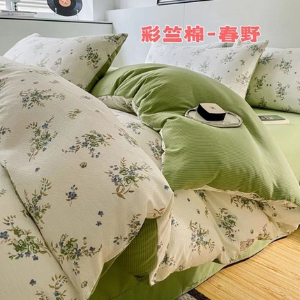 91家纺网 家纺一手货源 找家纺 （总）仟网汇 2024秋冬新款提花彩竺棉小竺棉四件套