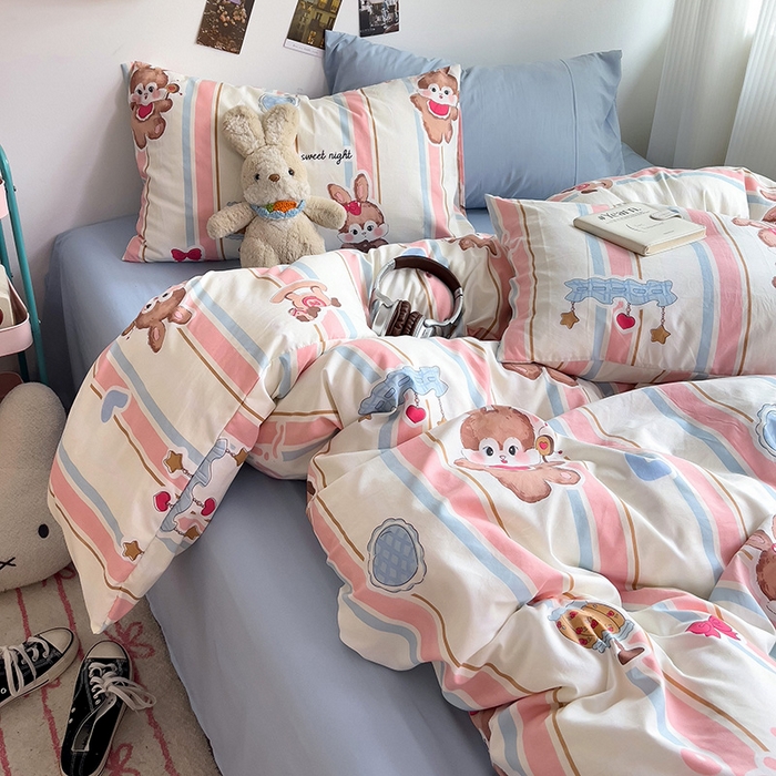 91家纺网 家纺一手货源 找家纺 星巴k家纺 2024新款A类超柔水洗棉印花四件套 兔兔报道