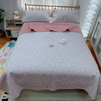 91家纺网 家纺一手货源 找家纺 2024新款棉加绒双面两用四季款床盖三件套 韩霜