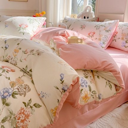 91家纺网 家纺一手货源 找家纺 （总）仟网汇 2024秋冬新款提花彩竺棉小竺棉四件套