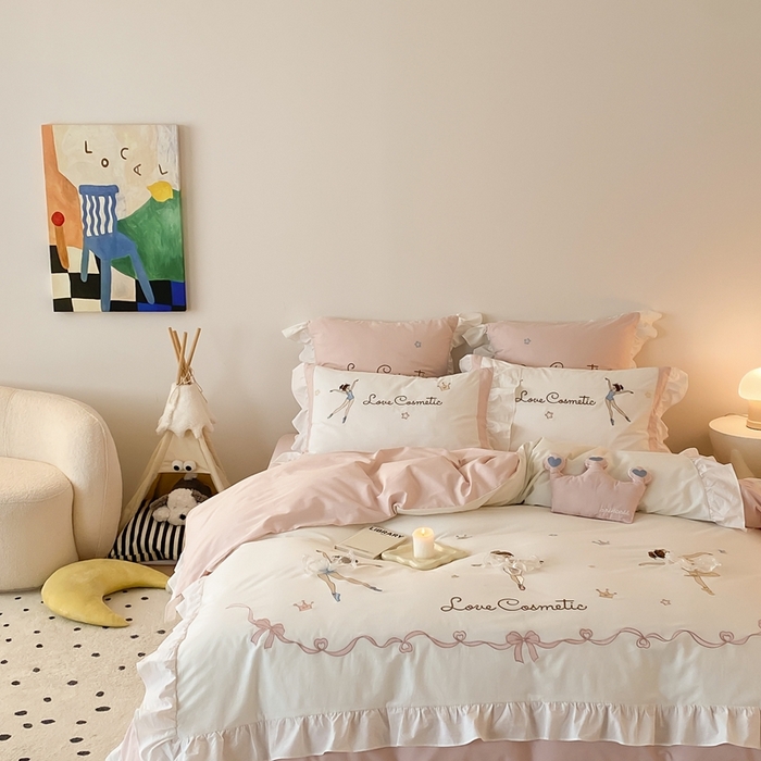 91家纺网 家纺一手货源 找家纺 （总）星野 2024秋冬新品加厚40S水洗棉四件套-芭蕾梦