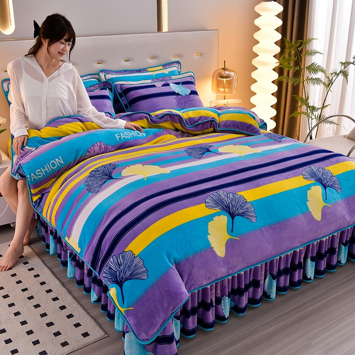 91家纺网 家纺一手货源 找家纺 绒品荟家纺 2025新款牛奶绒四件套 诗情画意