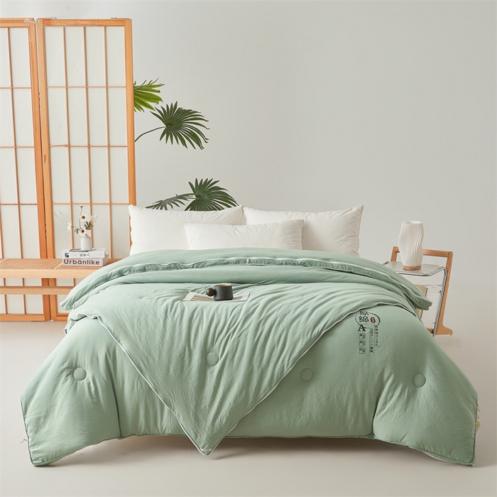 91家纺网 家纺一手货源 找家纺 创优家纺 2025新款原棉子母被双胎被春秋被冬被被子被芯二合一拉链款 原棉-松绿