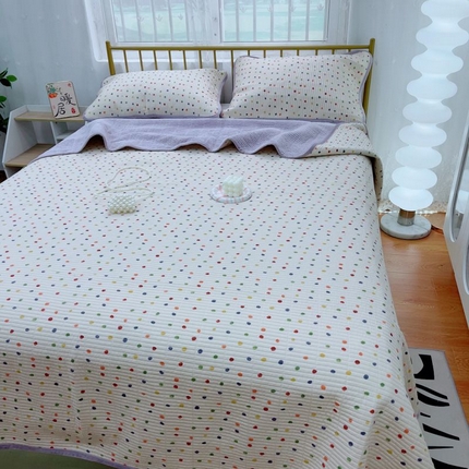 91家纺网 家纺一手货源 找家纺 2024新款棉加绒双面两用四季款床盖三件套 七彩乐园