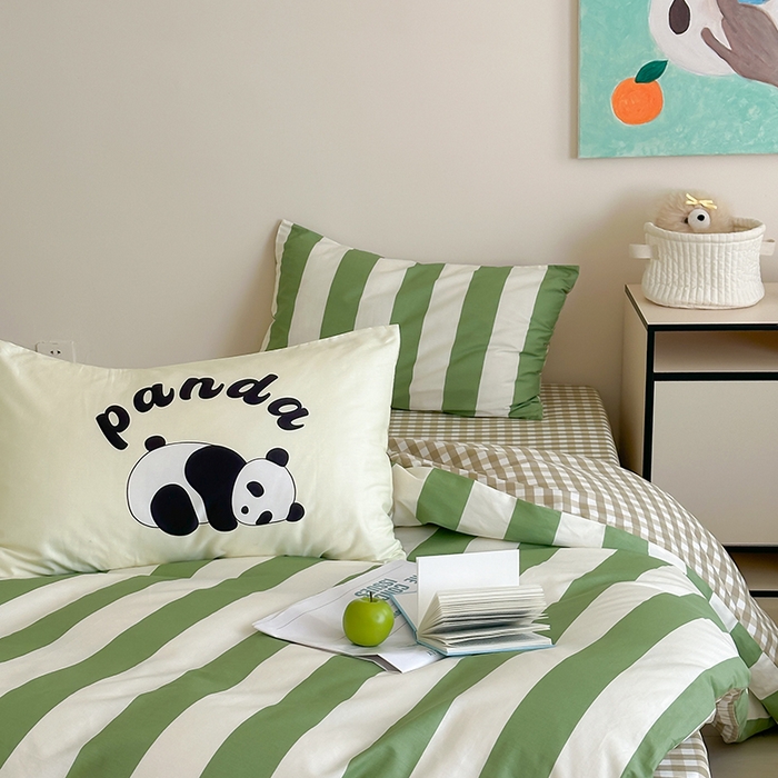 91家纺网 家纺一手货源 找家纺 2024新款40支13372全棉数码大版趣味系列四件套 熊猫潘达