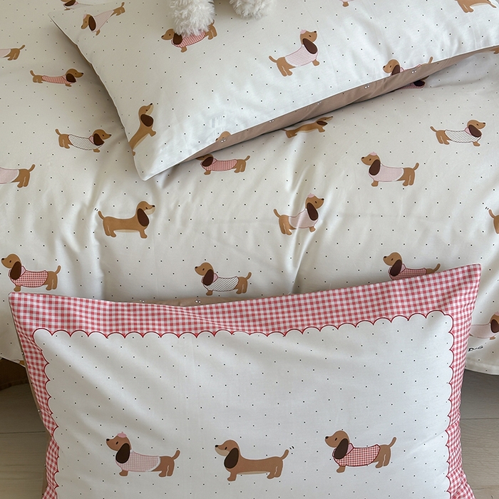 91家纺网 家纺一手货源 找家纺 2024新款40支13372全棉数码大版趣味系列四件套 狗狗派对