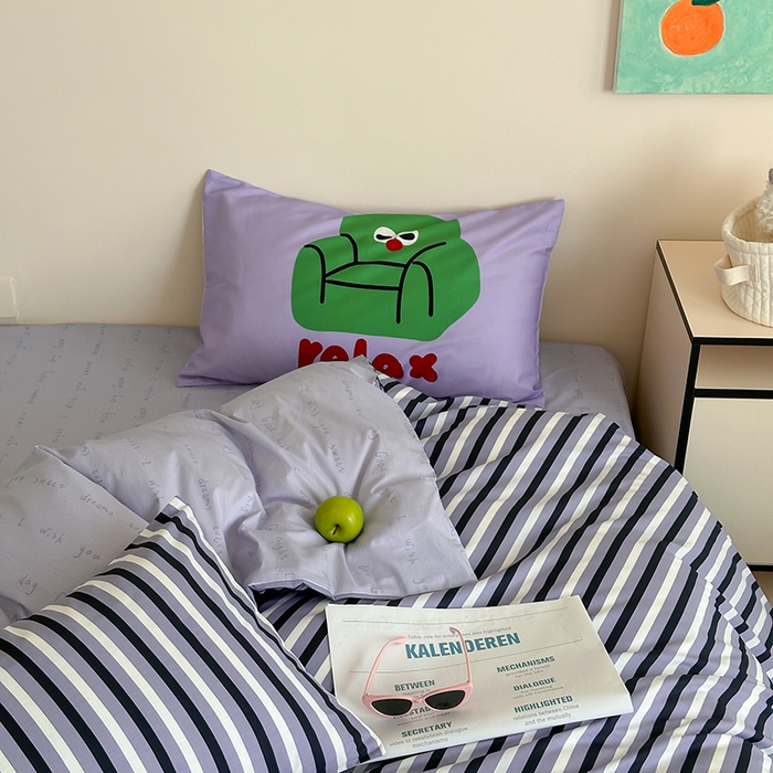 91家纺网 家纺一手货源 找家纺 2024新款40支13372全棉数码大版趣味系列四件套 休闲假日