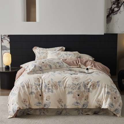 91家纺网 家纺一手货源 找家纺 2025新款全棉加厚生态磨毛印花四件套-基础款山竹月