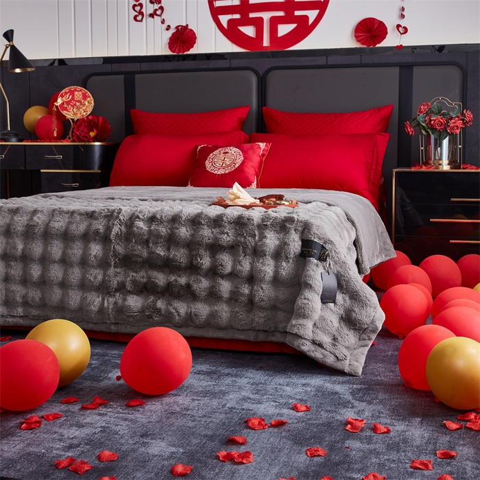 91家纺网 家纺一手货源 找家纺 2025新款仿皮草摩登艺术毛毯毯子子家用毛毛毯毯子四季盖毛毯毯子 艺术灰