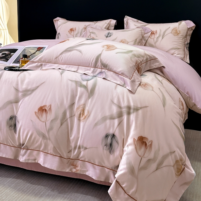 91家纺网 家纺一手货源 找家纺 舒慕 2025新款阳绒天丝棉磨毛数码印花缇芙绒四件套 玉玲珑