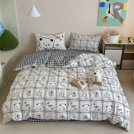 2024新款40支13372全棉数码大版趣味系列四件套 俏皮小熊
