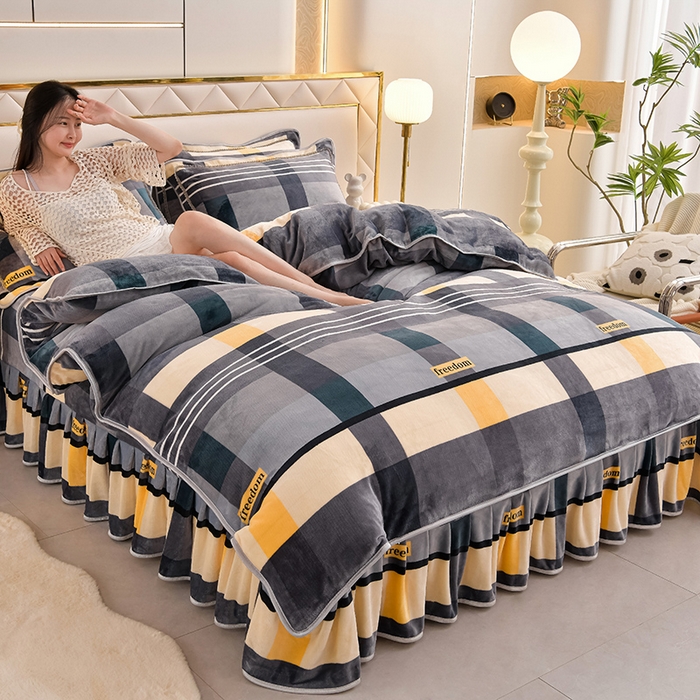 91家纺网 家纺一手货源 找家纺 绒品荟家纺 2025新款牛奶绒四件套 时尚格