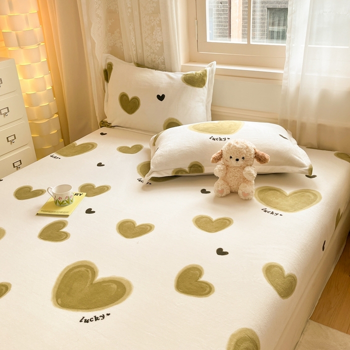 91家纺网 家纺一手货源 找家纺 川悦生活 2024新款加厚牛奶绒印花单床笠 床笠萌心