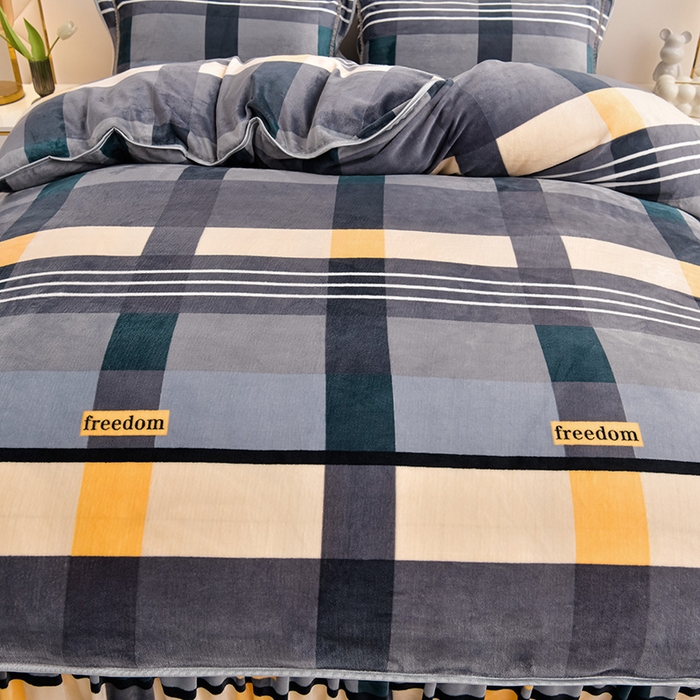 91家纺网 家纺一手货源 找家纺 绒品荟家纺 2025新款牛奶绒四件套 时尚格