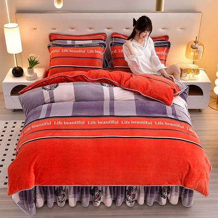 91家纺网 家纺一手货源 找家纺 绒品荟家纺 2025新款牛奶绒四件套 美丽生活