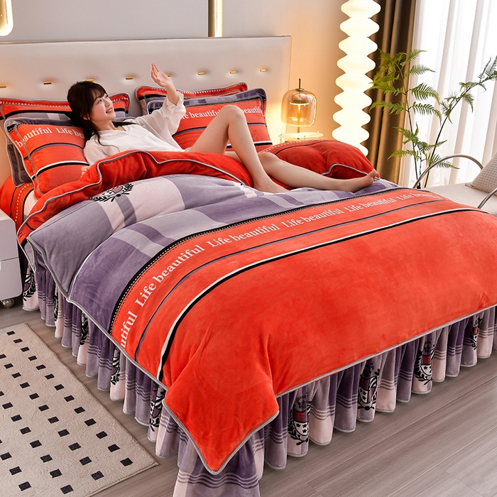 91家纺网 家纺一手货源 找家纺 绒品荟家纺 2025新款牛奶绒四件套 美丽生活