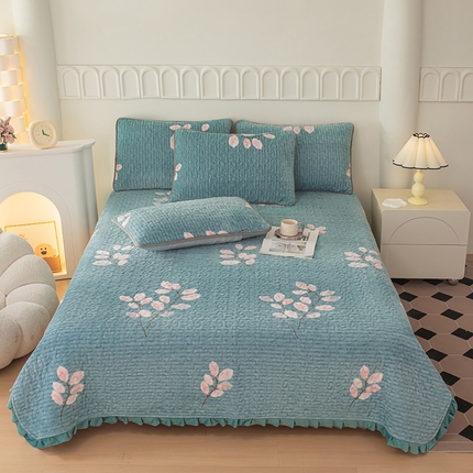 91家纺网 家纺一手货源 找家纺 （总）梓依家纺 2025新款牛奶绒花边单床盖三件套四件套