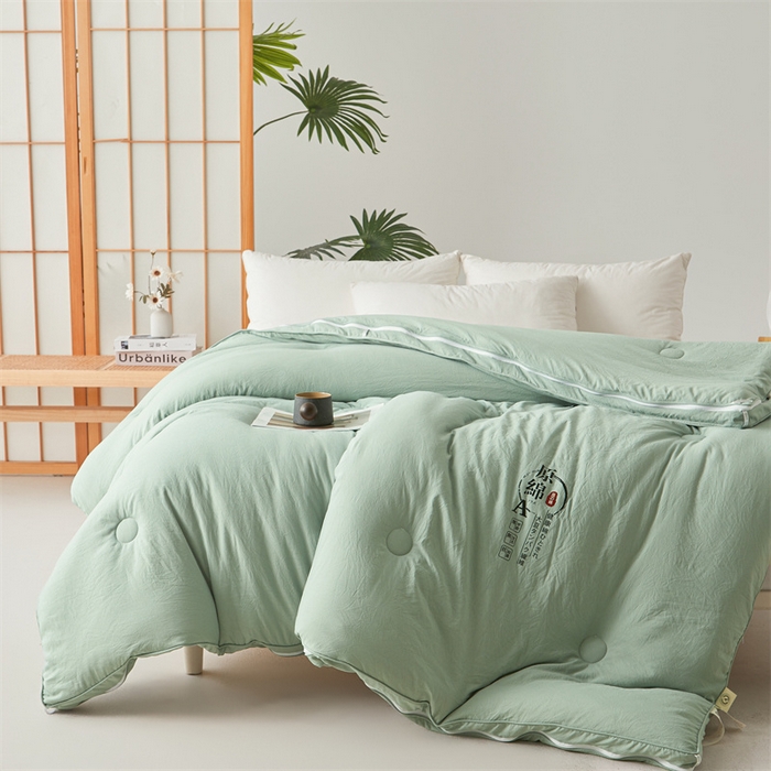 91家纺网 家纺一手货源 找家纺 创优家纺 2025新款原棉子母被双胎被春秋被冬被被子被芯二合一拉链款 原棉-松绿