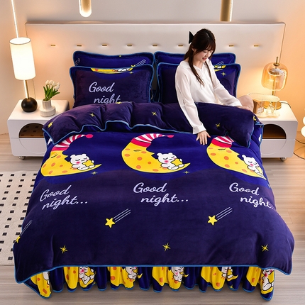 91家纺网 家纺一手货源 找家纺 绒品荟家纺 2025新款牛奶绒四件套 晚安