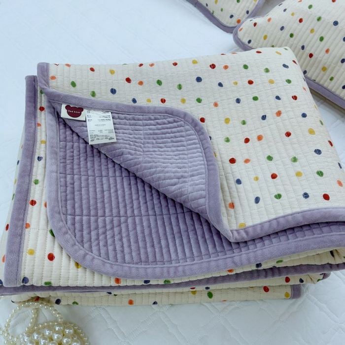 91家纺网 家纺一手货源 找家纺 2024新款棉加绒双面两用四季款床盖三件套 七彩乐园