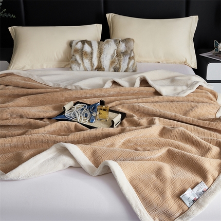 91家纺网 家纺一手货源 找家纺 2024新款雪妮尔四季毛毯毯子家用毛毛毯毯子 米驼