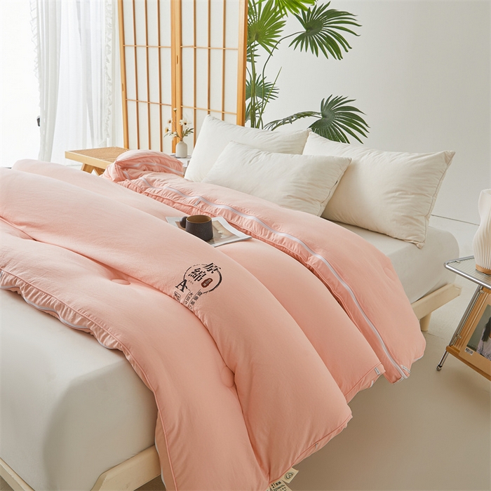 91家纺网 家纺一手货源 找家纺 创优家纺 2025新款原棉子母被双胎被春秋被冬被被子被芯二合一拉链款 原棉-粉玉