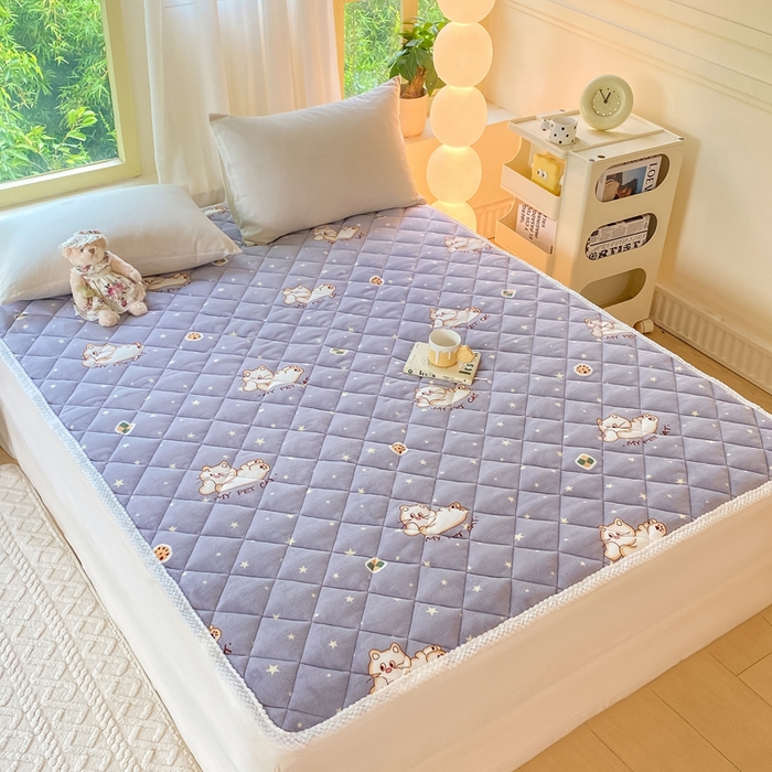 91家纺网 家纺一手货源 找家纺 正邦家纺 2024新款牛奶绒床垫小清新加厚床褥保暖宽包边可机洗床护垫床褥 猫咪宝贝