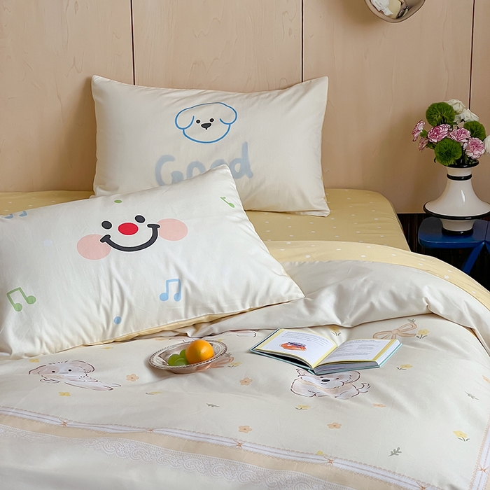 91家纺网 家纺一手货源 找家纺 2024新款40S设计师款全棉大版趣味印花系列四件套 嬉戏时光