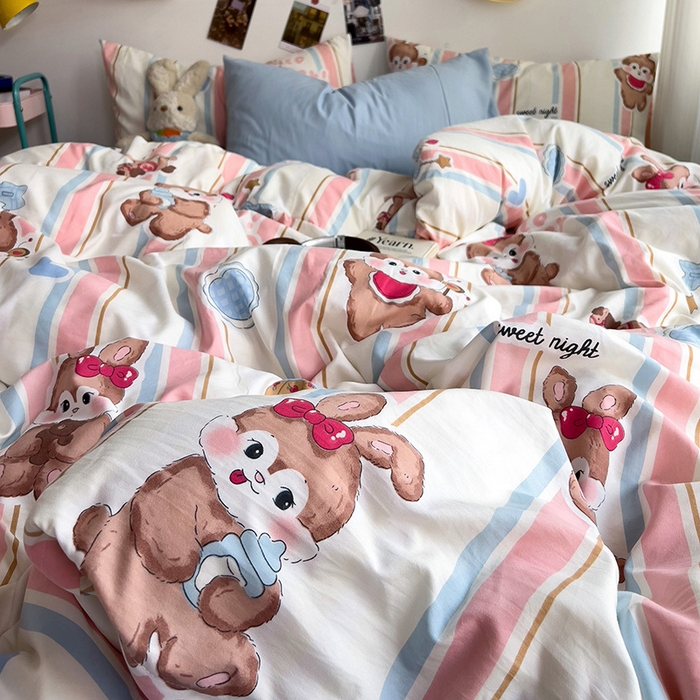 91家纺网 家纺一手货源 找家纺 星巴k家纺 2024新款A类超柔水洗棉印花四件套 兔兔报道