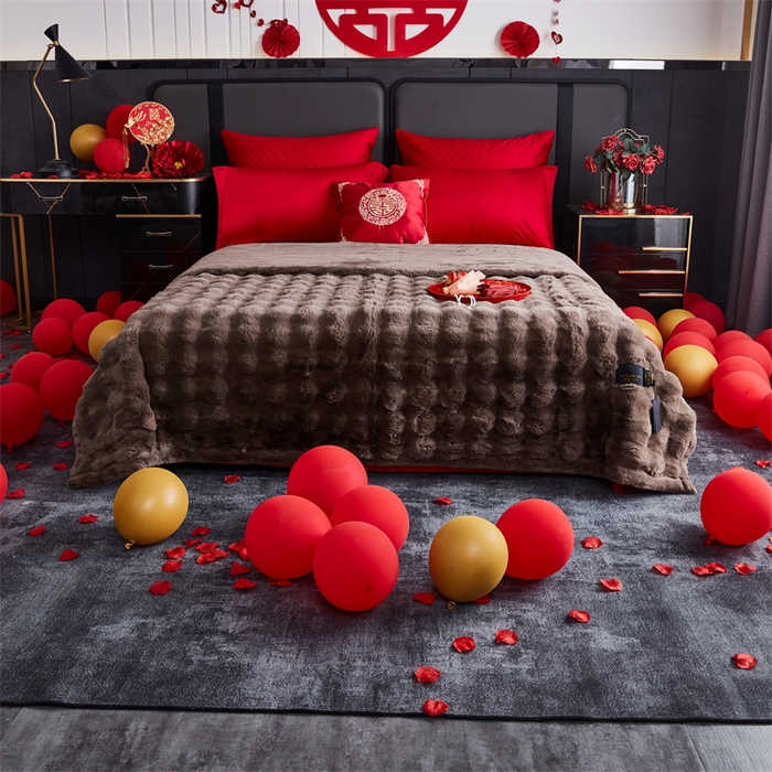 91家纺网 家纺一手货源 找家纺 2025新款仿皮草摩登艺术毛毯毯子子家用毛毛毯毯子四季盖毛毯毯子 艺术咖