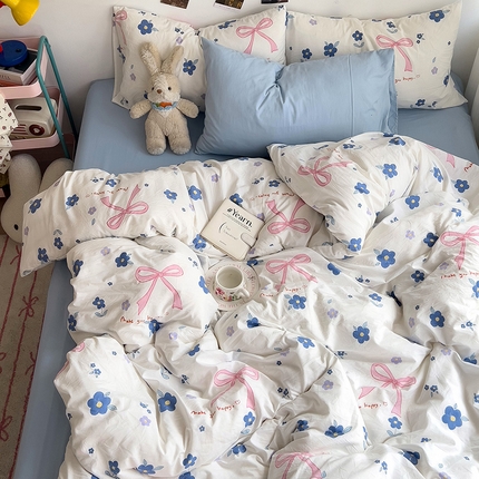 星巴k家纺 2024新款A类超柔水洗棉印花四件套 甜雾于月