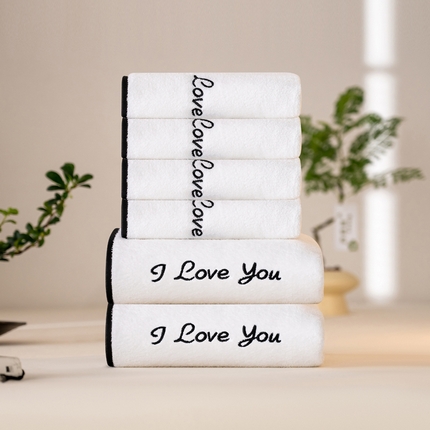 91家纺网 家纺一手货源 找家纺 （总）彩虹毛巾 2024新款I Love you珊瑚绒毛巾浴巾套装