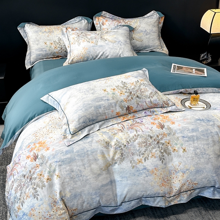 91家纺网 家纺一手货源 找家纺 舒慕 2025新款阳绒天丝棉磨毛数码印花缇芙绒四件套 微风知晓