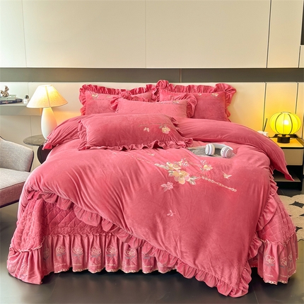 2024新品A类依恋宝宝绒韩版四件套 浅豆沙