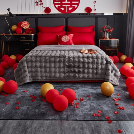 2025新款仿皮草摩登艺术毛毯毯子子家用毛毛毯毯子四季盖毛毯毯子 艺术灰