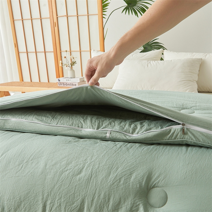 91家纺网 家纺一手货源 找家纺 创优家纺 2025新款原棉子母被双胎被春秋被冬被被子被芯二合一拉链款 原棉-松绿