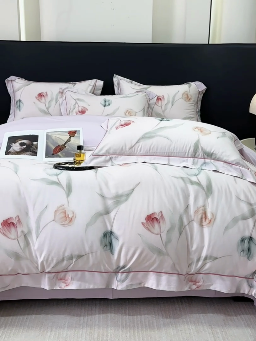 91家纺网 家纺一手货源 找家纺 舒慕 2025新款阳绒天丝棉磨毛数码印花缇芙绒四件套 玉玲珑