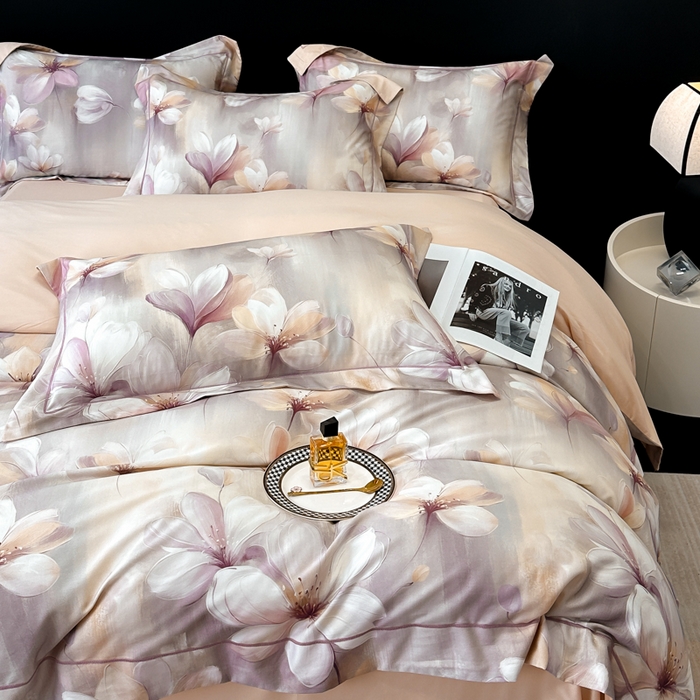 91家纺网 家纺一手货源 找家纺 舒慕 2025新款阳绒天丝棉磨毛数码印花缇芙绒四件套 云若依