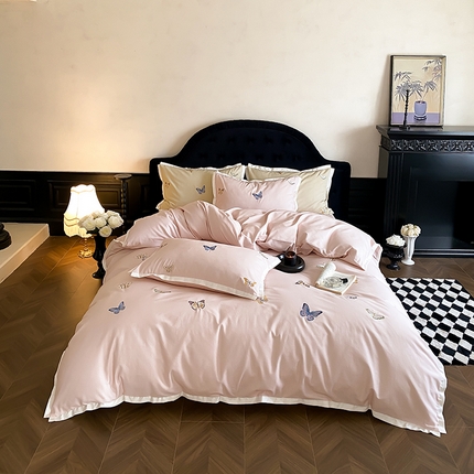 91家纺网 家纺一手货源 找家纺 （总）佳汐蓝家纺 2024秋冬新品全棉磨毛轻奢四件套-冬日蝶信