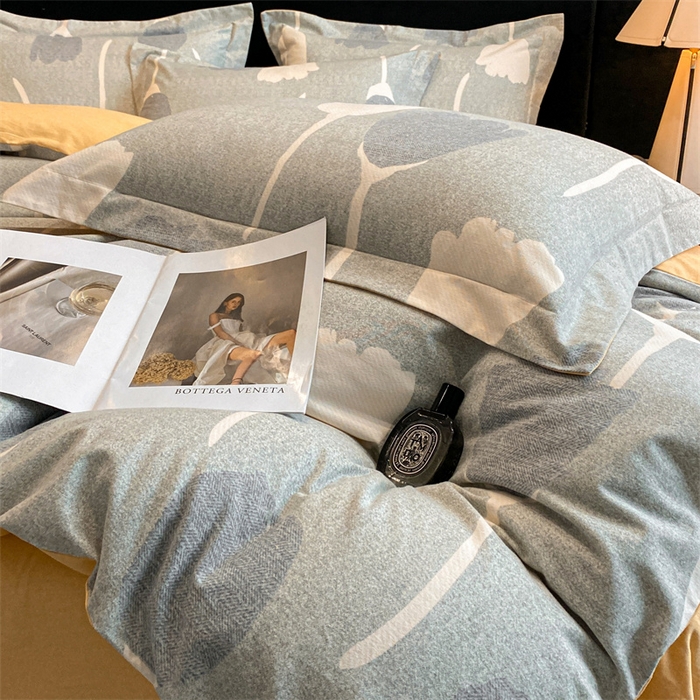 91家纺网 家纺一手货源 找家纺 2024新保暖-秋冬加厚全棉磨毛活性印花系列四件套（礼盒包装） 人间茶白-灰