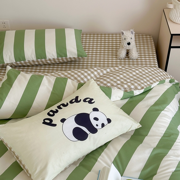 91家纺网 家纺一手货源 找家纺 2024新款40支13372全棉数码大版趣味系列四件套 熊猫潘达