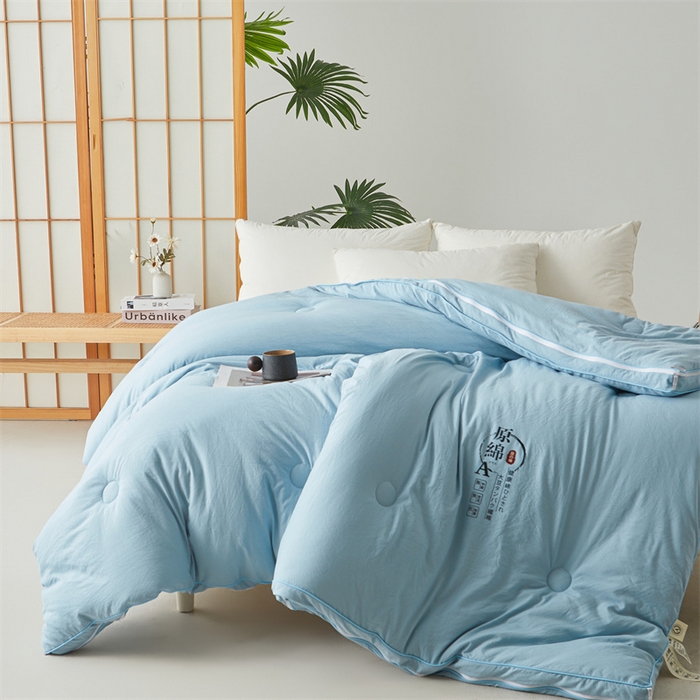91家纺网 家纺一手货源 找家纺 创优家纺 2025新款原棉子母被双胎被春秋被冬被被子被芯二合一拉链款 原棉-蓝色